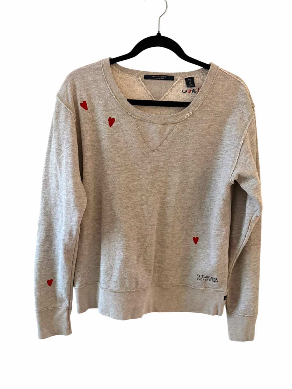 Scotch & Soda Embroidery Sweatshirt with Red Heart Accents